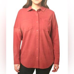 NEW Mondetta Thick Fleece Snap Front Shirt with pockets Salmon color Womens Sz M